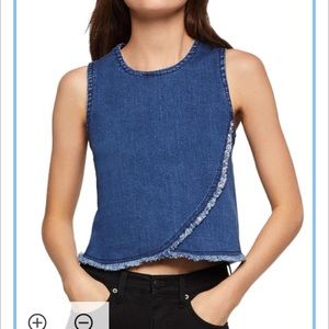 BCBG frayed denim top